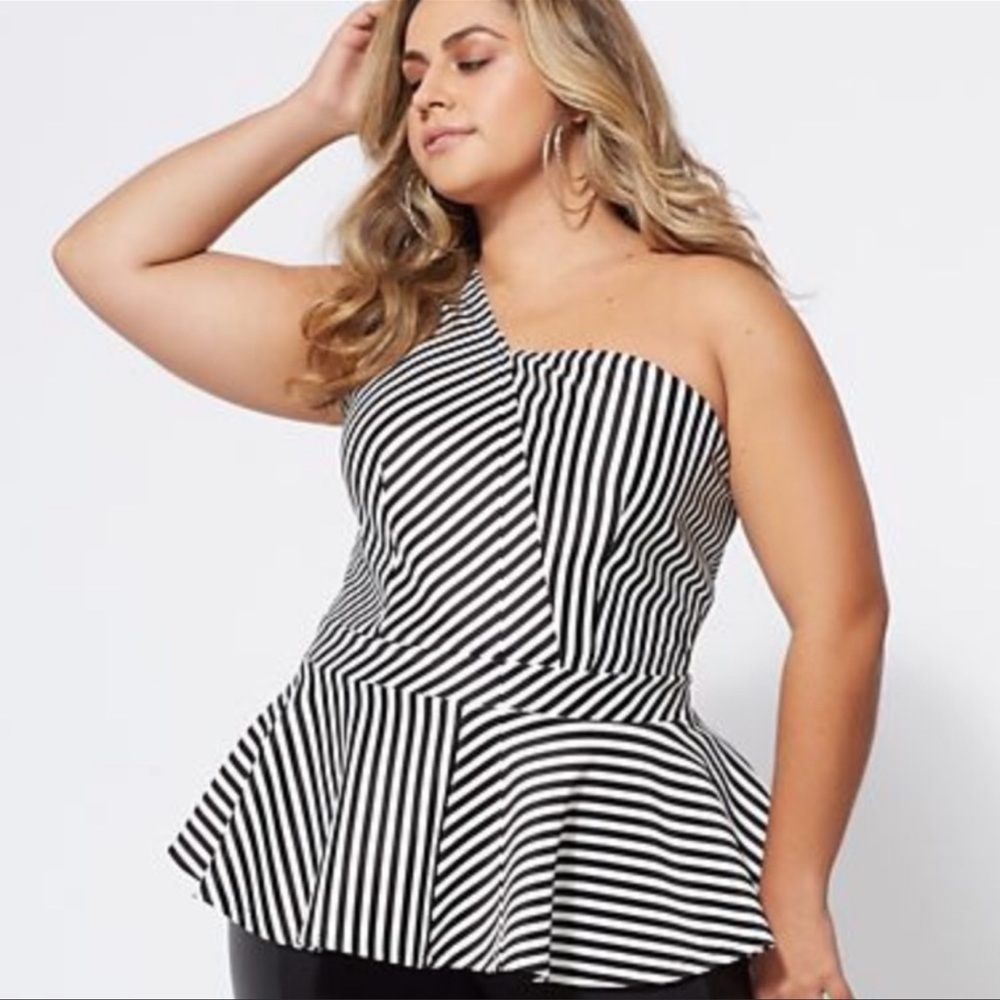 One shoulder peplum top